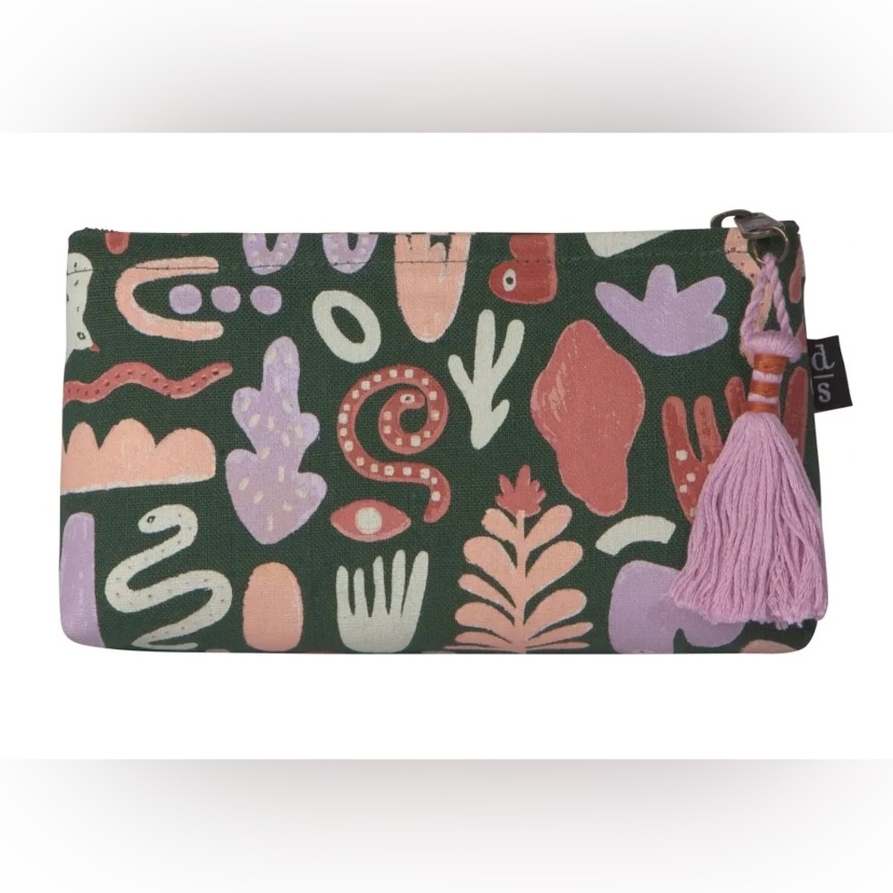 “Curio” linen cosmetic bag/pencil case-allover print curiosities/wild things-NWT